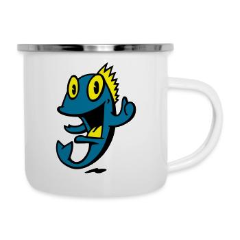 poisson marin souriant - Tasse émaillée - blanc - Droite