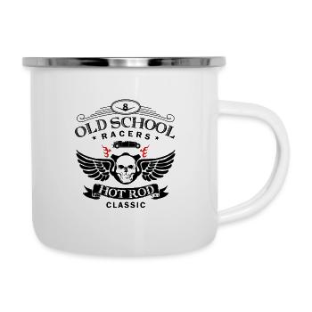 Oldschool Hot Rod Racing - Emaille-Tasse - Weiß - Rechts