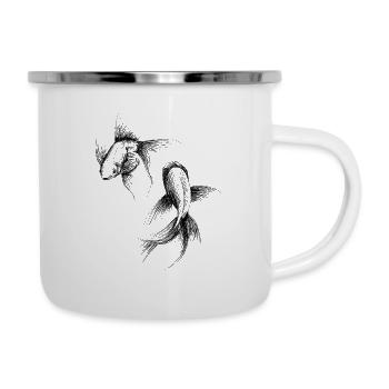 Zwei Koi - Emaille-Tasse - Weiß - Rechts