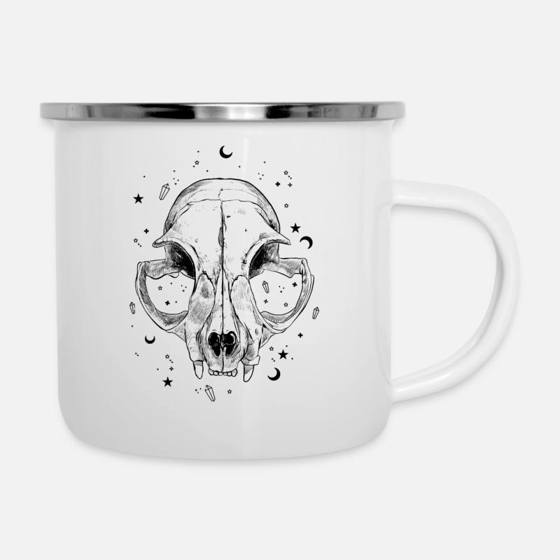 Cat skull cat magic witch moon stars - Camper Mug - white