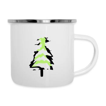 schnee kalt weihnachtsbaum tannenbaum tanne sterne - Emaille-Tasse - Weiß - Rechts