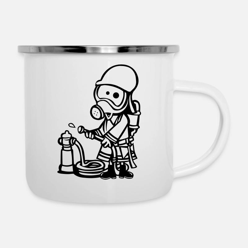Feuerwerhmann - Emaille-Tasse - Weiß
