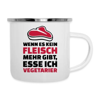 Fleisch - Emaille-Tasse - Weiß - Rechts