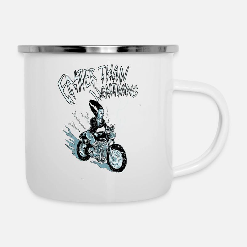 faster than lightning - Emaille-Tasse - Weiß