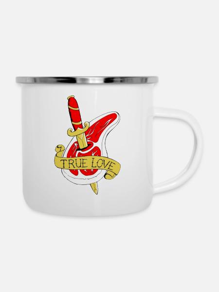 meat love - Emaille-Tasse - Weiß