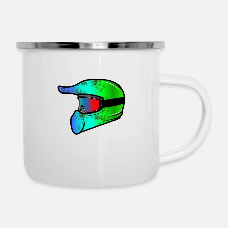 motocross Regenbogen - Emaille-Tasse - Weiß