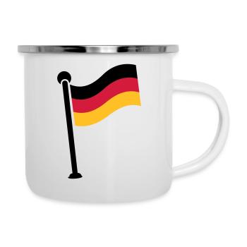 Gehisste Deutschlandfahne / German Flag (3c) - Emaille-Tasse - Weiß - Rechts