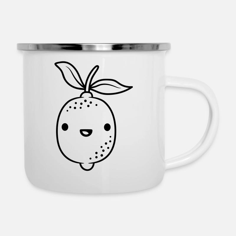 Dessin animé kawaii citron - Tasse émaillée - blanc