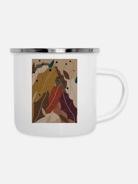 Dekoratives Motiv - Emaille-Tasse - Weiß