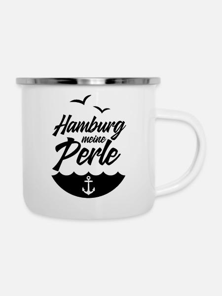 HAMBURG PERLE MEINE - Emaille-Tasse - Weiß