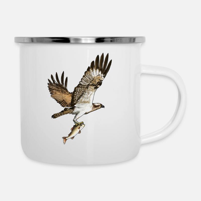 Fischadler mit Beute - Emaille-Tasse - Weiß