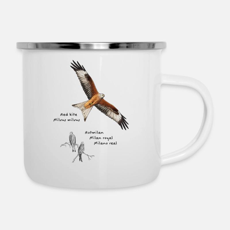 Rotmilan - Emaille-Tasse - Weiß