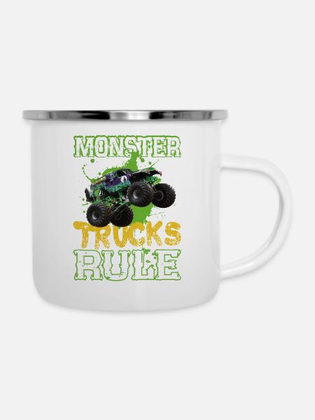 Monster Trucks regieren - Emaille-Tasse - Weiß