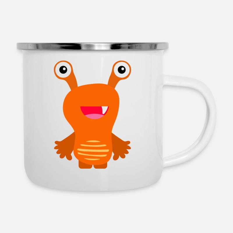 Monstre orange - Tasse émaillée - blanc