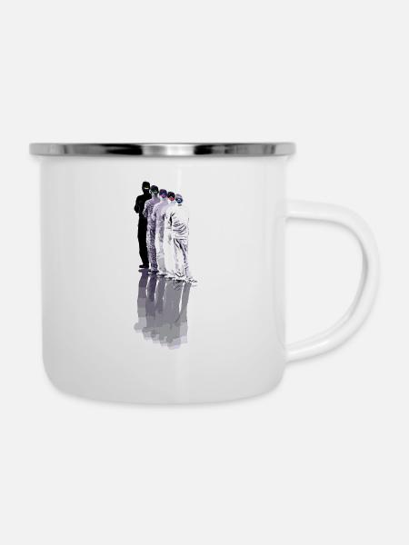 Mann des Rückens - Emaille-Tasse - Weiß