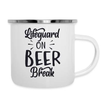 Rettungsschwimmer auf Bierpause - Emaille-Tasse - Weiß - Rechts