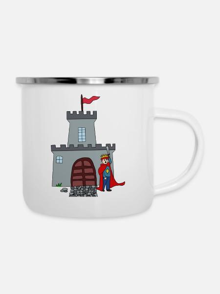 Ritter und Burg - Emaille-Tasse - Weiß