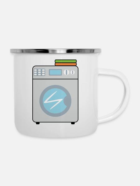 Waschmaschine - Emaille-Tasse - Weiß
