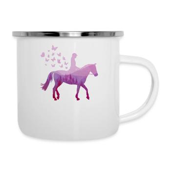 Chevaux cavaliers sort les amateurs de chevaux dames - Tasse émaillée - blanc - Droite