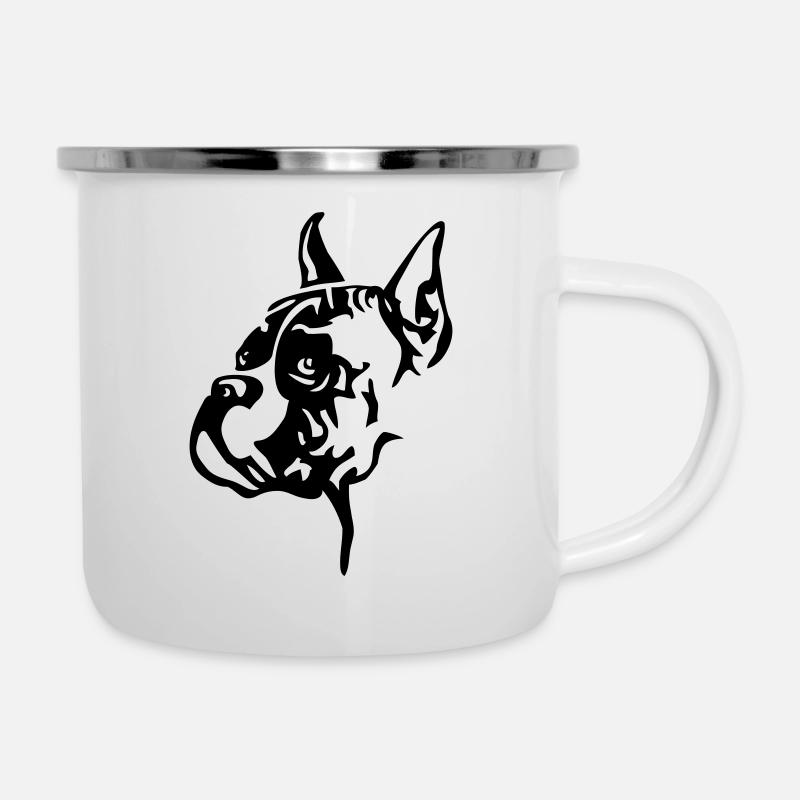 Docked boxer head - Camper Mug - white