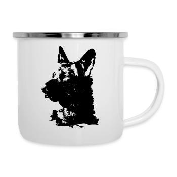 deutscher schäferhund,schäferhund,hund,schwarz - Emaille-Tasse - Weiß - Rechts