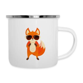 Ich Muss Gar Nix! Fuchs Mittelfinger - Emaille-Tasse - Weiß - Rechts