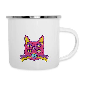 Die Mit Der Katze Spricht - Trippy Cat - Emaille-Tasse - Weiß - Rechts
