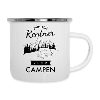 Endlich Rentner Zeit Zum Campen - Zelt Zelten - Emaille-Tasse - Weiß - Rechts