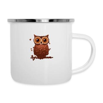 Ich Darf So Aussehen Ich Hatte Nachtschicht - Eule - Emaille-Tasse - Weiß - Rechts