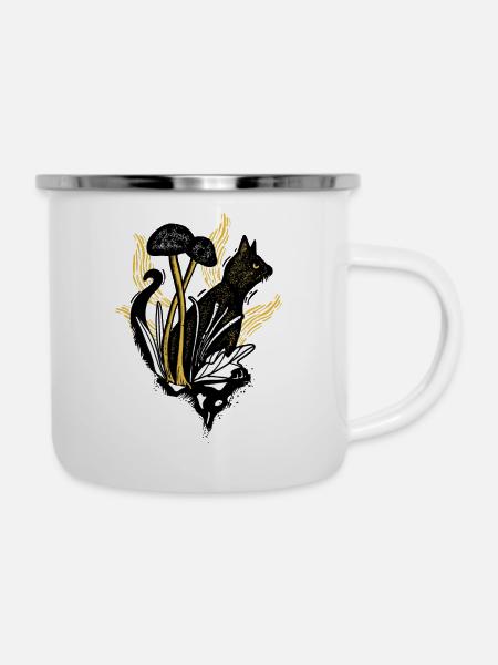Fierce Cat - Emaille-Tasse - Weiß