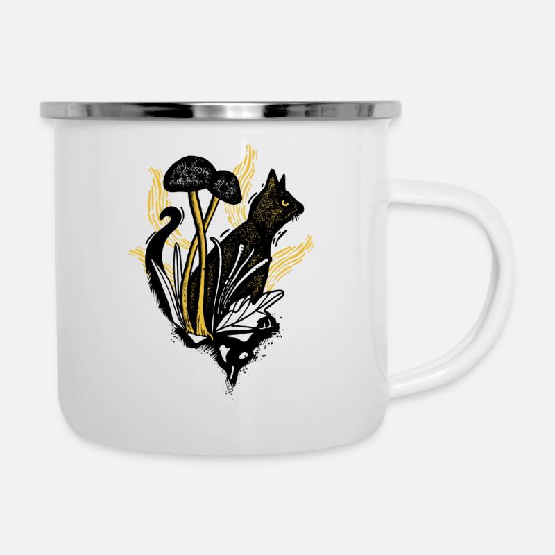 Fierce Cat - Emaille-Tasse - Weiß