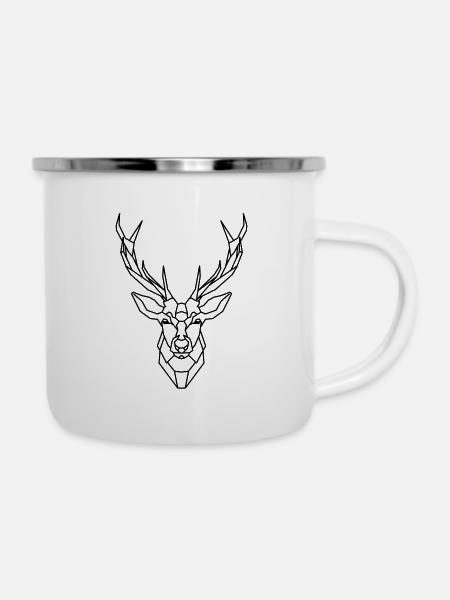 Hirsch geo - Emaille-Tasse - Weiß