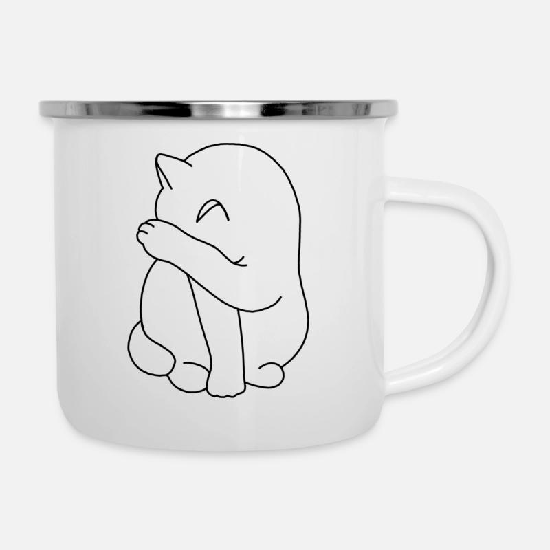 Katze - Emaille-Tasse - Weiß