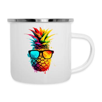 Ananas funky coloré - Tasse émaillée - blanc - Droite