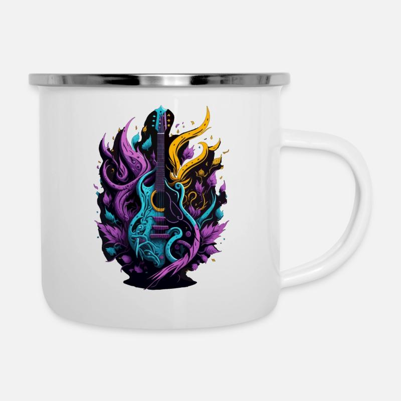 Graffiti Guitar - Emaille-Tasse - Weiß