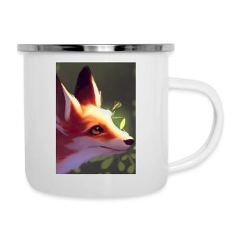 Niedliche Fuchs-Malerei - Emaille-Tasse - Weiß - Rechts