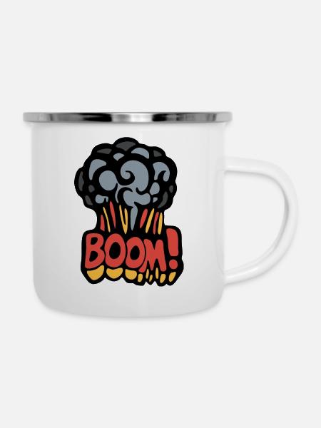 Boom-Explosion - Emaille-Tasse - Weiß