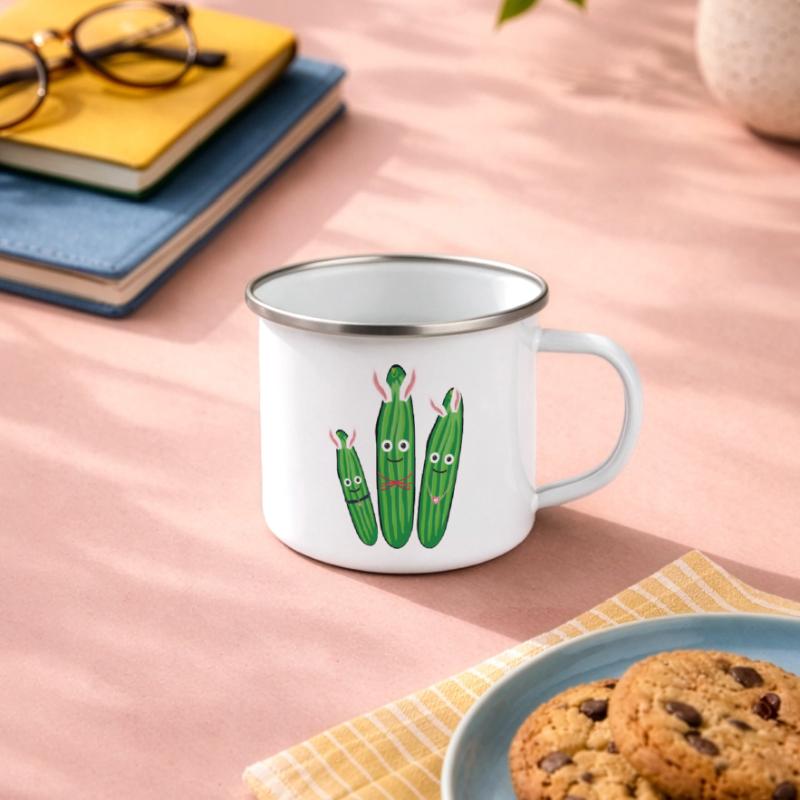Trio de concombre,concombre,concombre,concombre,concombre,concombre,lapins, lapins Tasse émaillée