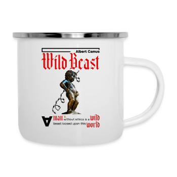 Ein Mensch ohne Ethik ist ein Tier. Rot - Emaille-Tasse - Weiß - Rechts
