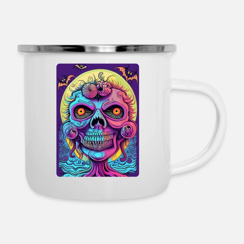 Scary Colored Zombie Witch Face - Camper Mug - white