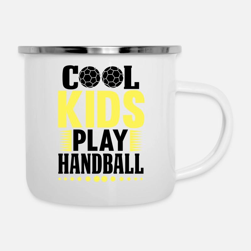 Kinder Handball - Emaille-Tasse - Weiß