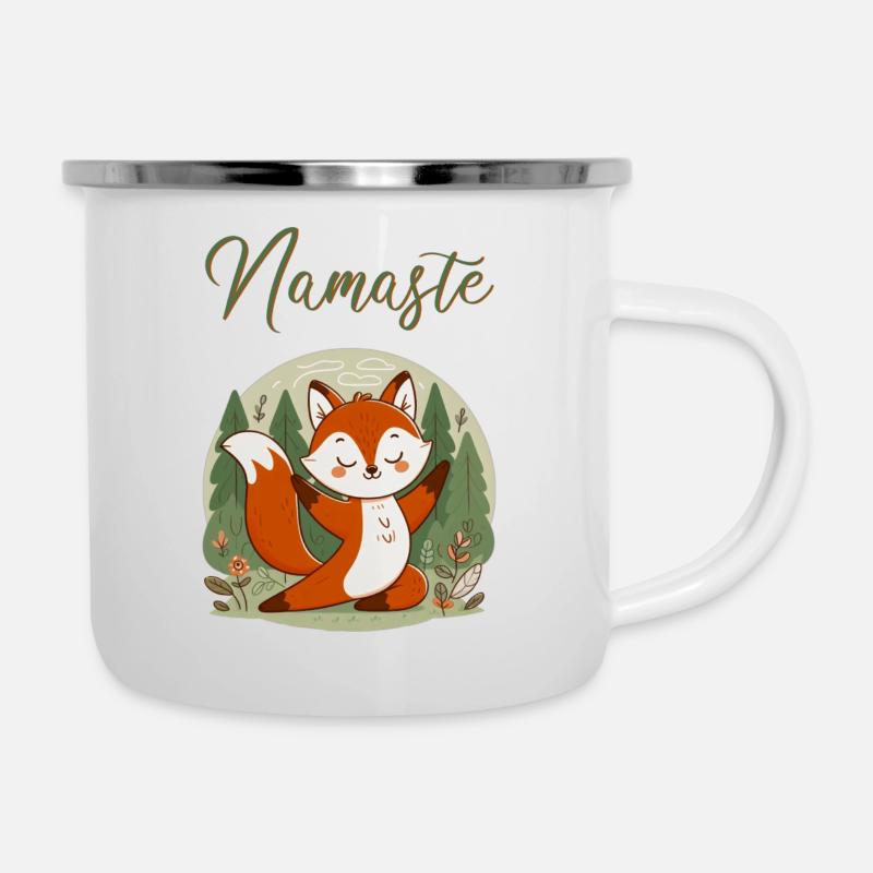 Yoga Fuchs - Emaille-Tasse - Weiß