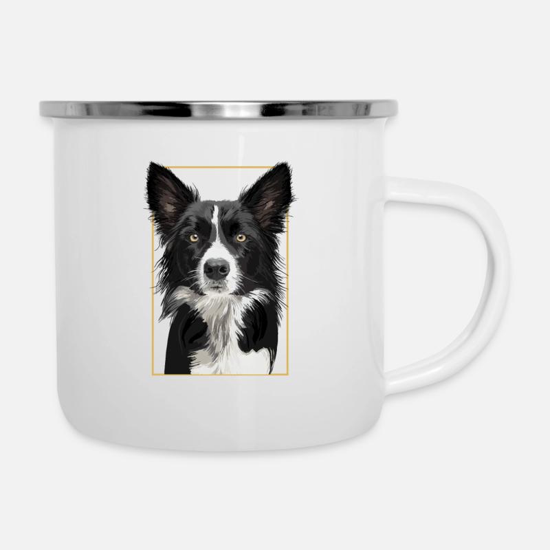 Border Collie - Portrait I - Emaille-Tasse - Weiß