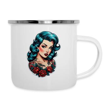 Rockabilly / Pin-up / 50er Jahre - Emaille-Tasse - Weiß - Rechts