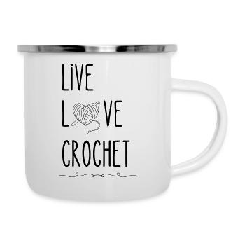 Live Love Crochet Häkeln - Tasse émaillée - blanc - Droite