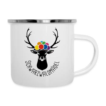 Hirsch Schwarzwaldmädel schwarz - Emaille-Tasse - Weiß - Rechts