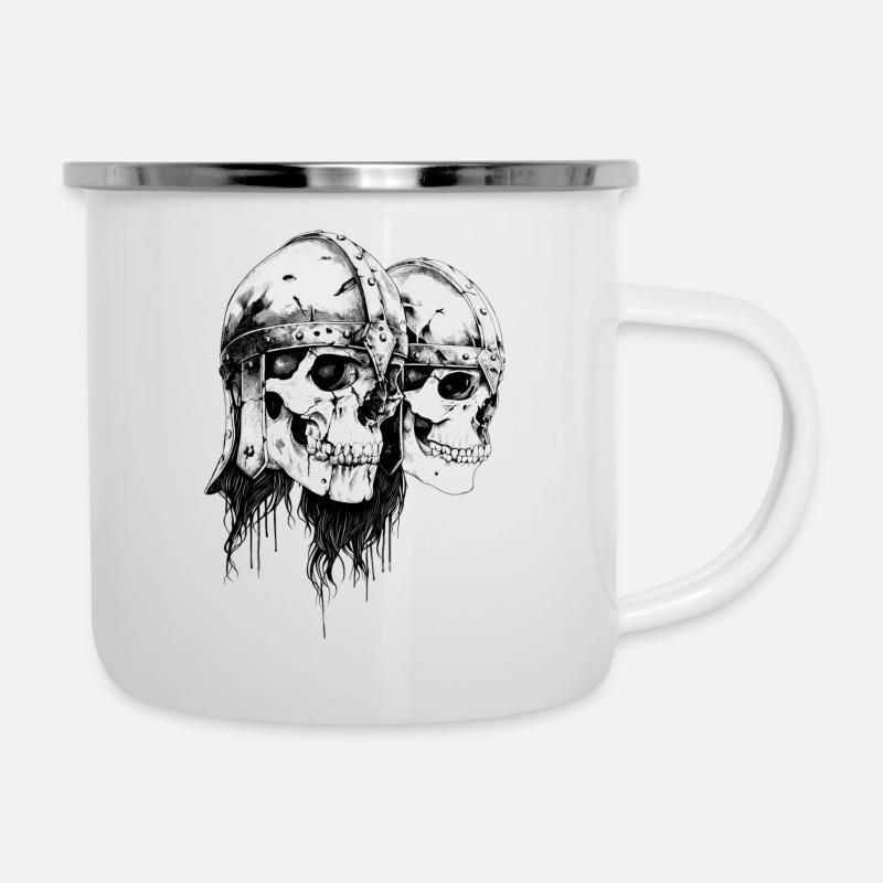 Crâne de Vikings Wikinger - Viking Odin Valhalla - Tasse émaillée - blanc