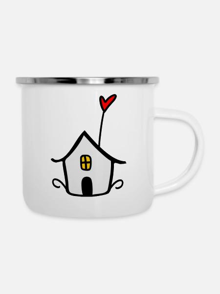 Haus - Emaille-Tasse - Weiß