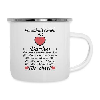 Danke Dankeschön an Haushaltshilfe zum Abschied - Emaille-Tasse - Weiß - Rechts