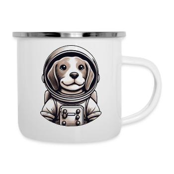 Beagle Astronaut Weltraum Abenteuer - Emaille-Tasse - Weiß - Rechts